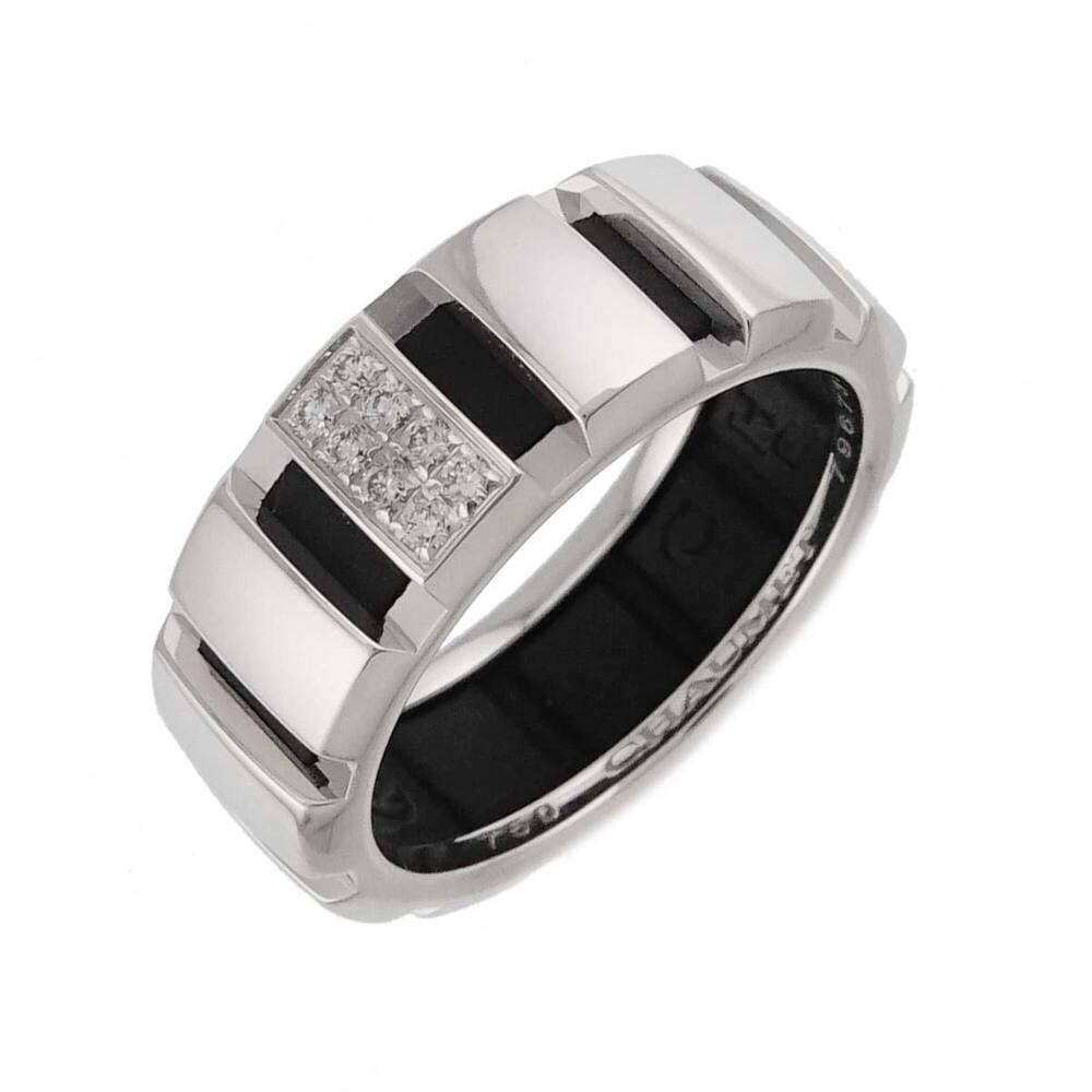 Chaumet Class One #52 Ring, Diamond, 18K WG White Gold 750, Rubber Strap